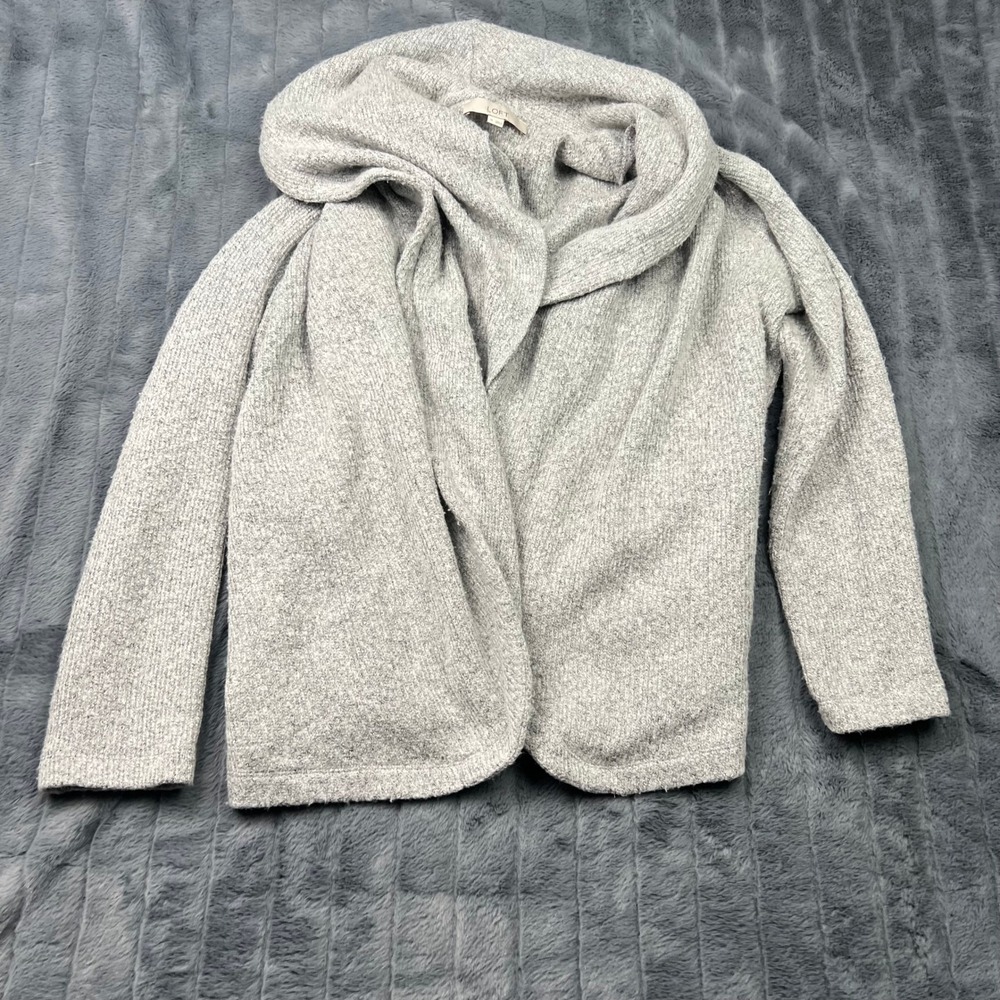Loft Womens XL Gray Open Front Cardigan Sweater Shawl Collar Knit 12293